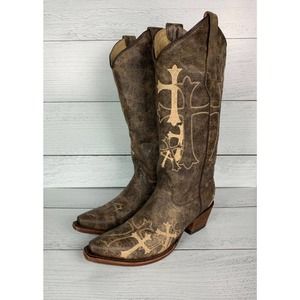 Circle G By Corral Women’s 6 Brown Leather Embroidered Western Country Boots